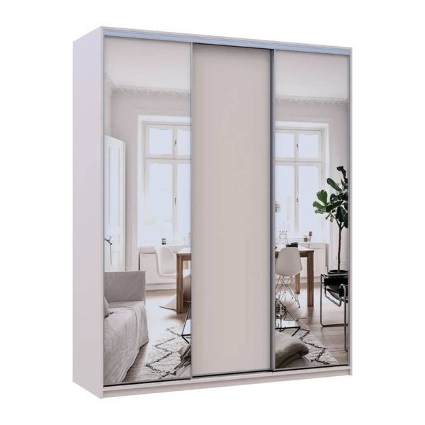Шафа-купе Doros Сіті Лайт Кашемір 1 ДСП / 2 дзеркала 180х60х225 (80736368) DRS-011804 фото
