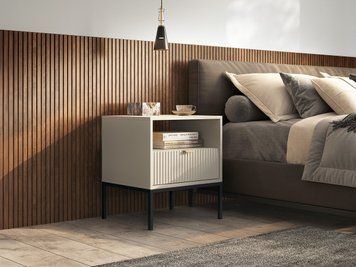Тумба приліжкова Perfect Home Нова / Nova з 1 шухлядою і чорними ніжками S54 Кашемір (PFH-091256) PFH-091256 фото