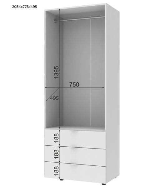 Комплект шаф для одягу Doros Гелар (2 шт.) 155х49,5х203,4 см Графіт (DRS-011117) DRS-011117 фото