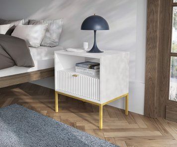 Тумба приліжкова Perfect Home Нова / Nova з 1 шухлядою і золотими ніжками S54 Білий (PFH-091261) PFH-091261 фото